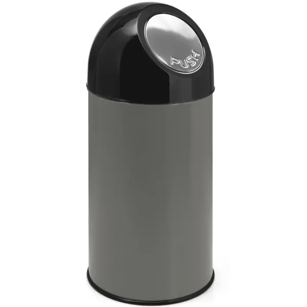 Afvalbak | Metaal/Kunststof | Grijs/Zwart | 40L | Duwdeksel | Ø315x670(h)mm