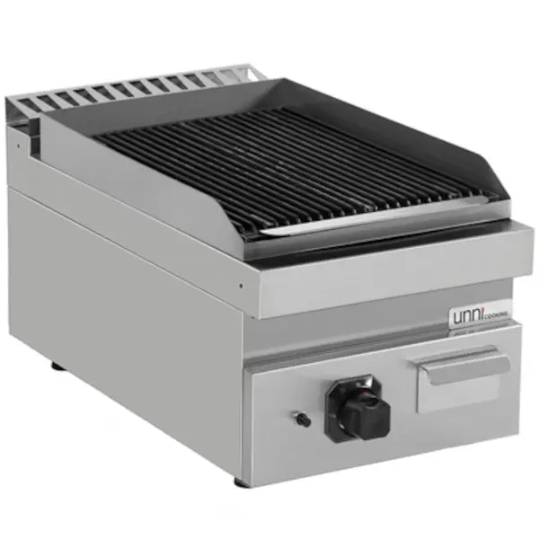 Lavasteengrill | 700 SERIE | Gas | Oppervlak 310x510 (Gietijzer) | 9kW | Piëzo Ontsteking | 400x700x300/350(h)mm