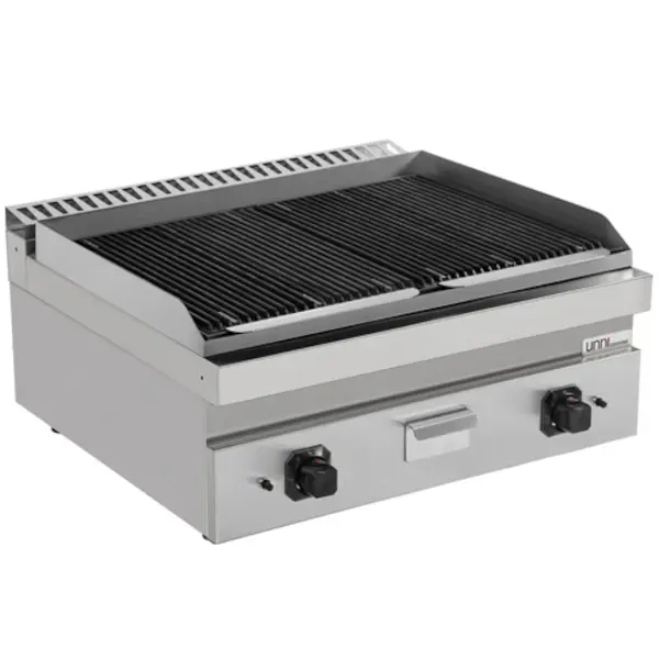 Lavasteengrill | 700 SERIE | Gas | Oppervlak 740x500 (Gietijzer) | 18kW | Piëzo Ontsteking | 800x700x300/350(h)mm