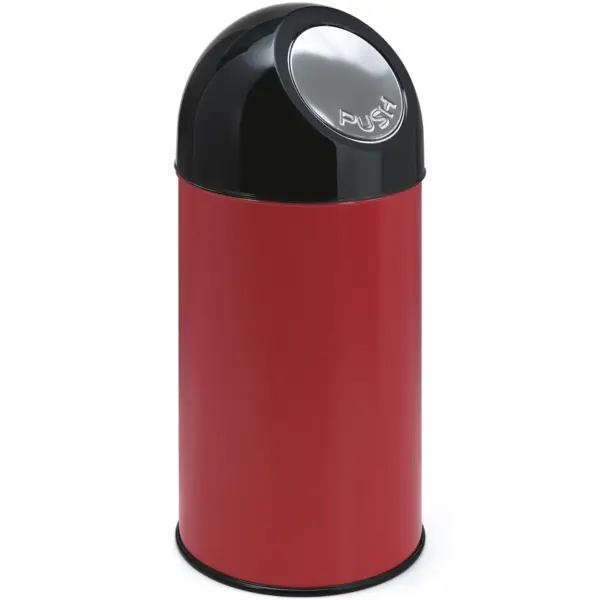 Afvalbak | Metaal/Kunststof | Rood/Zwart | 40L | Duwdeksel | Ø315x670(h)mm