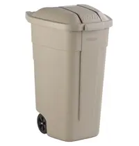 Luxus Rolcontainer | Kunststof | Beige | 100L | Klapdeksel | Afvalscheiding | Wielen | 560x515x820(h)mm