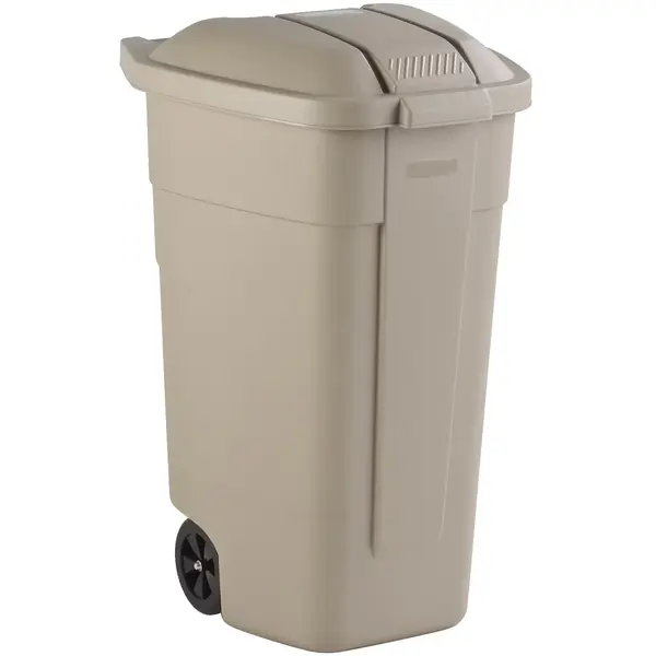 Rolcontainer | Kunststof | Beige | 100L | Klapdeksel | Wielen | 560x515x820(h)mm