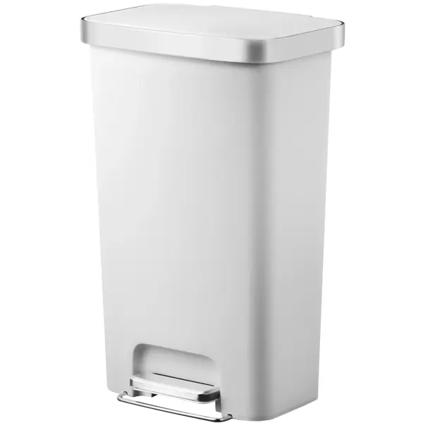 Pedaalemmer | HANA | Kunststof/RVS | Wit | 45L | Klapdeksel | Wielen | 409x297x652(h)mm