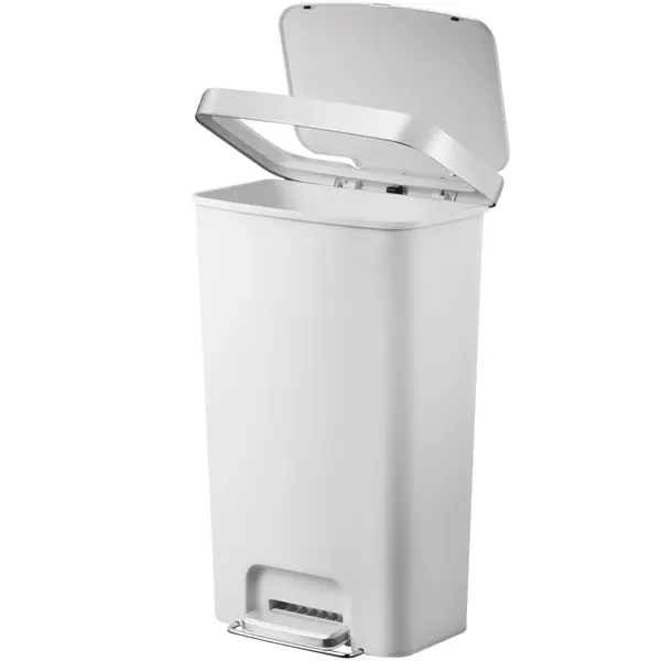 Pedaalemmer | HANA | Kunststof/RVS | Wit | 45L | Klapdeksel | Wielen | 409x297x652(h)mm