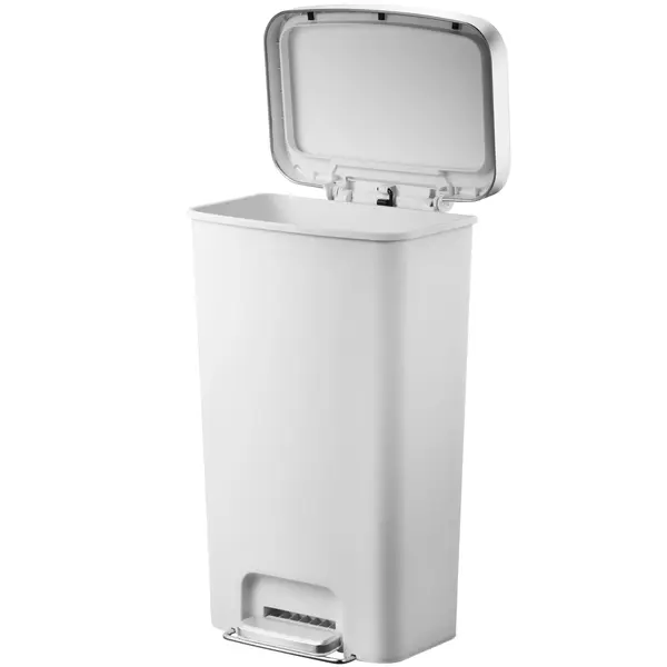 Pedaalemmer | HANA | Kunststof/RVS | Wit | 45L | Klapdeksel | Wielen | 409x297x652(h)mm