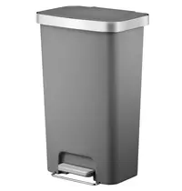 EKO Pedaalemmer | HANA | Kunststof/RVS | Grijs | 45L | Klapdeksel | Wielen | 409x297x652(h)mm 