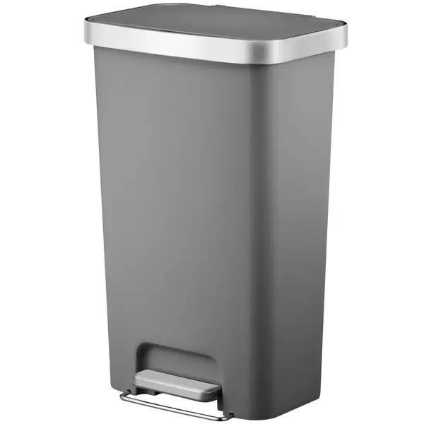 Pedaalemmer | HANA | Kunststof/RVS | Grijs | 45L | Klapdeksel | Wielen | 409x297x652(h)mm