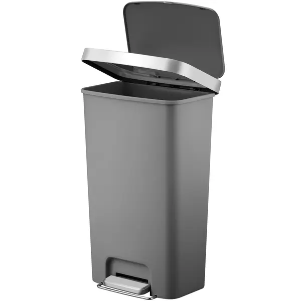 Pedaalemmer | HANA | Kunststof/RVS | Grijs | 45L | Klapdeksel | Wielen | 409x297x652(h)mm