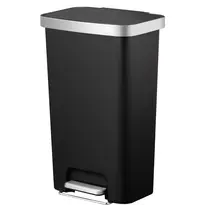 EKO Pedaalemmer | HANA | Kunststof/RVS | Zwart | 45L | Klapdeksel | Wielen | 409x297x652(h)mm 