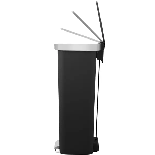 Pedaalemmer | HANA | Kunststof/RVS | Zwart | 45L | Klapdeksel | Wielen | 409x297x652(h)mm