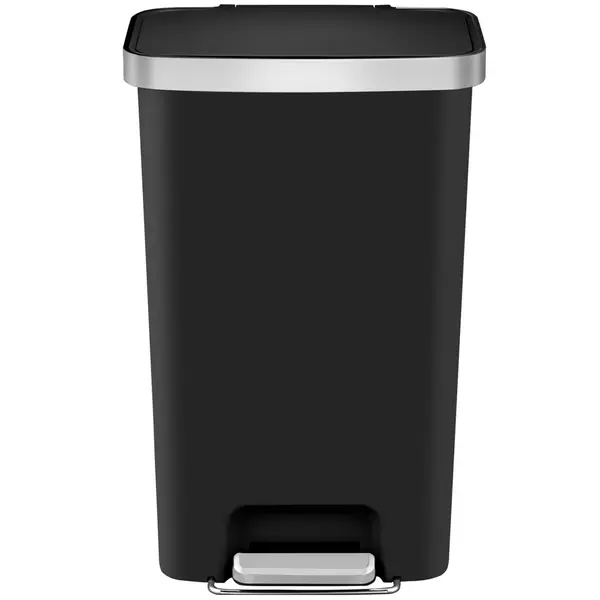 Pedaalemmer | HANA | Kunststof/RVS | Zwart | 45L | Klapdeksel | Wielen | 409x297x652(h)mm