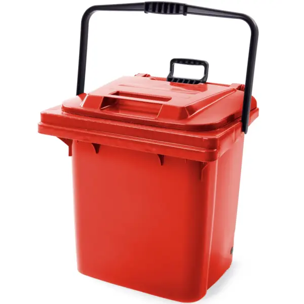 Afvalbak | Kunststof | Rood | 45L | Klapdeksel | Wielen | 493x379x737(h)mm