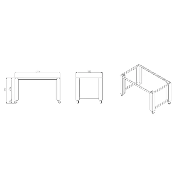 Onderstel | CombiSteel COM-7548.0105 | Wielen (Geremd) | 1370x840x800(h)mm