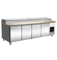 CombiSteel Pizzawerkbank | 943L | 4 Deuren (EN600x400) | Boven 12x 1/3 GN | +2°C/+8°C | Geforceerd | 2528x800x890/1040(h)mm