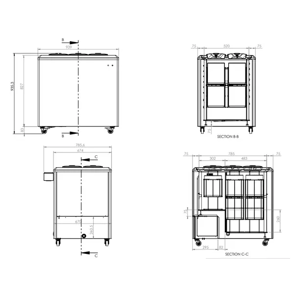 Schepijsvitrine | ZANZIBAR | Energiezuinig | 260L | 6x 7L | -10°C/-20°C | Statisch | Gekoelde Reserve | Wielen (Geremd) | 939x674x935/1204(h)mm