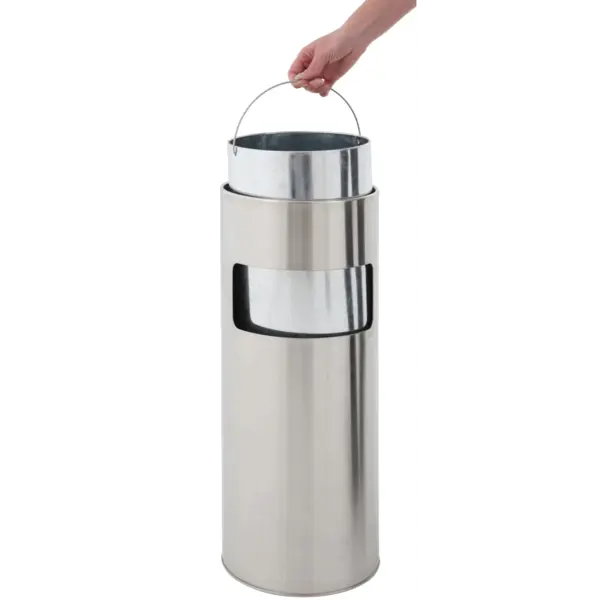 Afvalbak + Asbak | RVS | 12.5L | Open | Ø250x610(h)mm