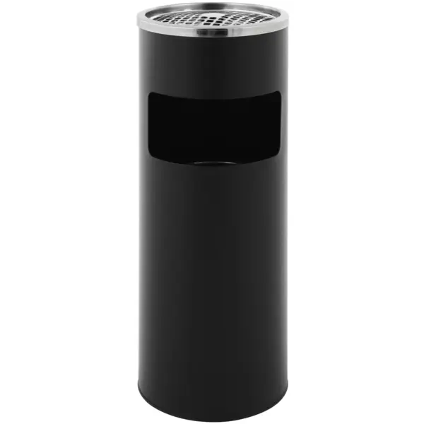 Afvalbak + Asbak | Staal | Zwart | 12.5L | Open | Ø250x610(h)mm