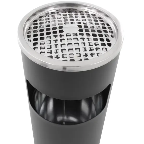 Afvalbak + Asbak | Staal | Zwart | 12.5L | Open | Ø250x610(h)mm