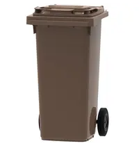 Luxus Rolcontainer | Kunststof | Bruin | 120L | Klapdeksel | Afvalscheiding | Wielen | 479x555x974(h)mm