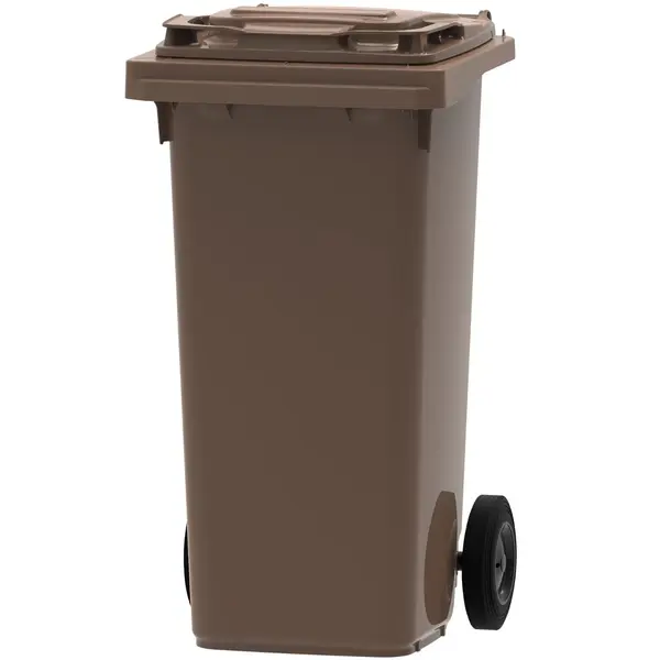 Rolcontainer | Kunststof | Bruin | 120L | Klapdeksel | Afvalscheiding | Wielen | 479x555x974(h)mm