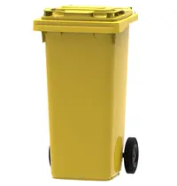 Luxus Rolcontainer | Kunststof | Geel | 120L | Klapdeksel | Afvalscheiding | Wielen | 479x555x974(h)mm 