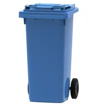 Luxus Rolcontainer | Kunststof | Blauw | 120L | Klapdeksel | Afvalscheiding | Wielen | 479x555x974(h)mm