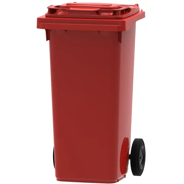 Rolcontainer | Kunststof | Rood | 120L | Klapdeksel | Afvalscheiding | Wielen | 479x555x974(h)mm