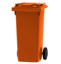 Luxus Rolcontainer | Kunststof | Oranje | 120L | Klapdeksel | Afvalscheiding | Wielen | 479x555x974(h)mm