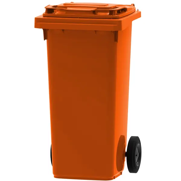 Rolcontainer | Kunststof | Oranje | 120L | Klapdeksel | Afvalscheiding | Wielen | 479x555x974(h)mm