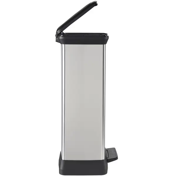 Pedaalemmer | DECOBIN | Kunststof/Metaal | Zilver/Zwart | 50L | Klapdeksel | 390x290x722(h)mm