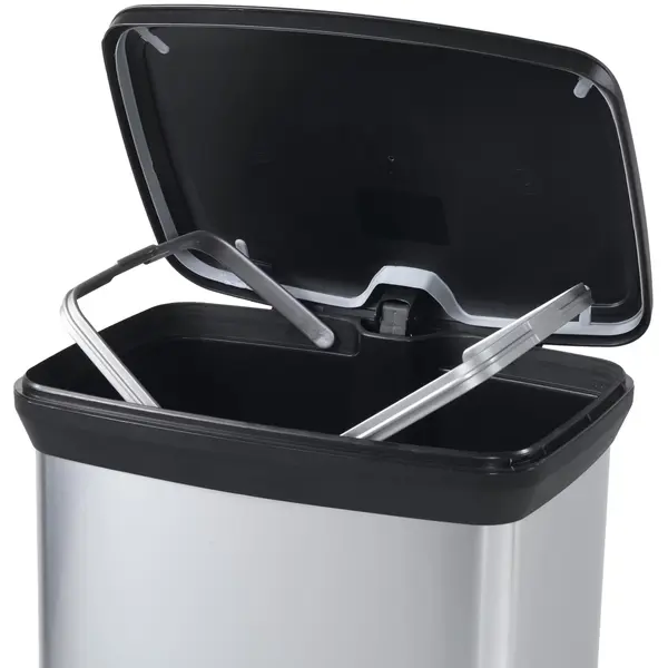 Pedaalemmer | DECOBIN | Kunststof/Metaal | Zilver/Zwart | 50L | Klapdeksel | 390x290x722(h)mm