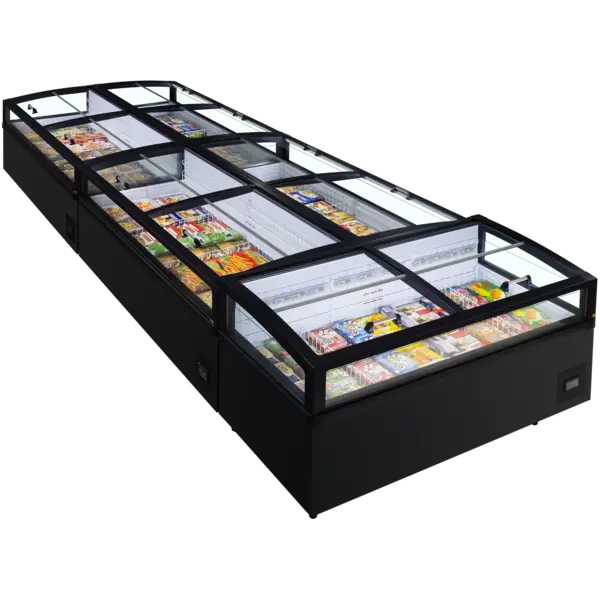 Supermarkt Koel-/Vrieskist | VIEW | 1320L | Zwart | +10°C/-22°C | Statisch | Schuifdeksels | 3-Zijdig Glas | Temperatuuralarm | 2500x980x970(h)mm