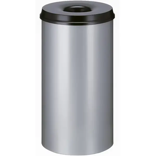 Afvalbak | Aluminium | Grijs/Zwart | 50L | Open | Vlamdovend | Ø335x630(h)mm