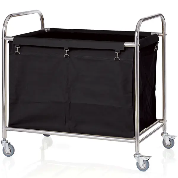 Linnenwagen | RVS/Nylon | Incl. Waszak | Wielen (Geremd) | 900x550x900(h)mm
