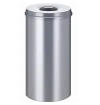 V-Part Afvalbak | Metaal | Zilver | 50L | Open | Vlamdovend | Ø335x630(h)mm 