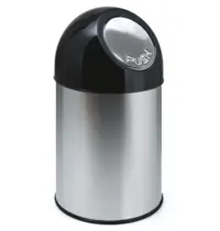 V-Part Afvalbak | RVS/Kunststof | Zwart | 30L | Duwdeksel | Ø305x540(h)mm