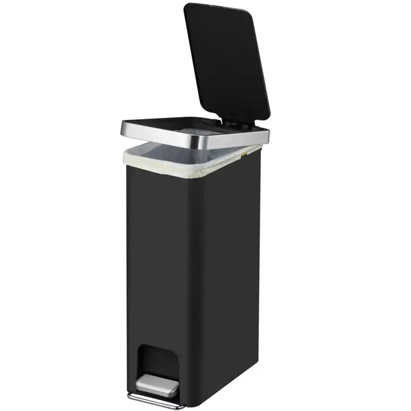 Pedaalemmer | HANA | Kunststof/RVS | Zwart | 40L | Klapdeksel | 250x440x625(h)mm