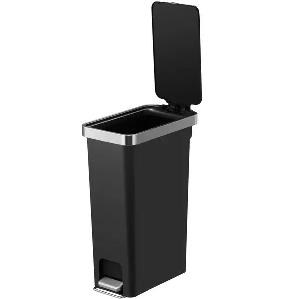 Pedaalemmer | HANA | Kunststof/RVS | Zwart | 40L | Klapdeksel | 250x440x625(h)mm