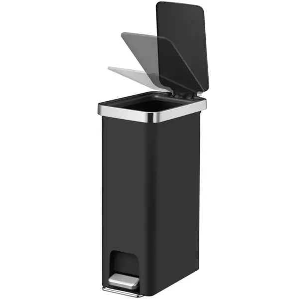 Pedaalemmer | HANA | Kunststof/RVS | Zwart | 40L | Klapdeksel | 250x440x625(h)mm