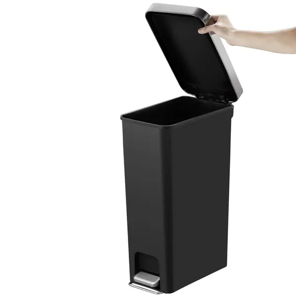 Pedaalemmer | HANA | Kunststof/RVS | Zwart | 40L | Klapdeksel | 250x440x625(h)mm