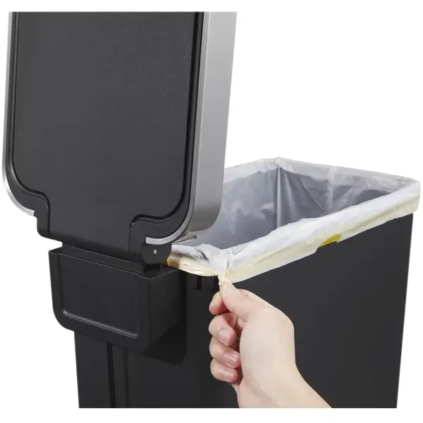 Pedaalemmer | HANA | Kunststof/RVS | Zwart | 40L | Klapdeksel | 250x440x625(h)mm