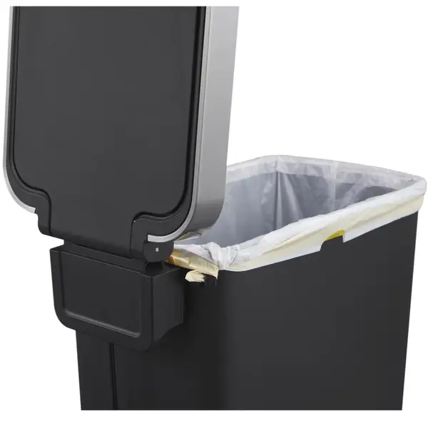 Pedaalemmer | HANA | Kunststof/RVS | Zwart | 40L | Klapdeksel | 250x440x625(h)mm