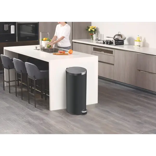 Pedaalemmer | ARTISTIC | Kunststof/RVS | Zwart | 30L | Klapdeksel | Ø292x650(h)mm