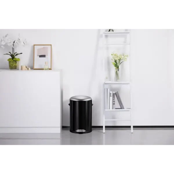 Pedaalemmer | BELLE DELUXE | RVS | Zwart | 20L | Klapdeksel | Ø292x485(h)mm