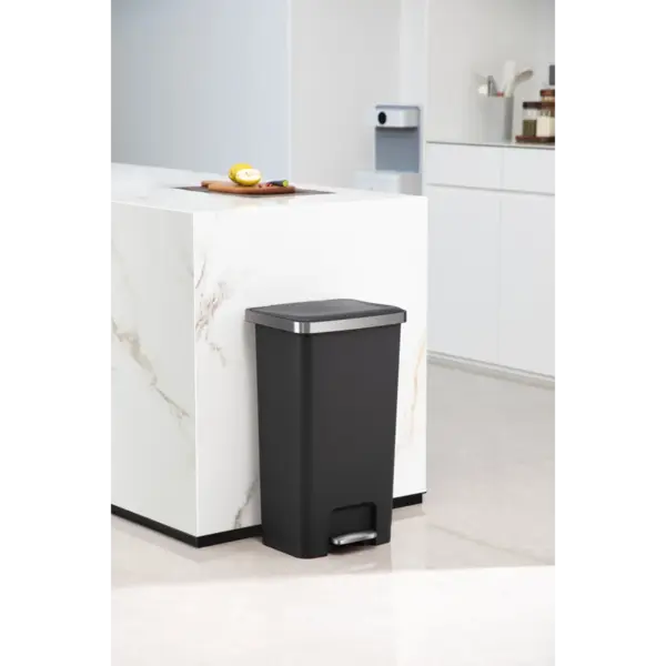 Pedaalemmer | HANA | Kunststof/RVS | Zwart | 45L | Klapdeksel | 308x370x650(h)mm