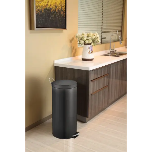 Pedaalemmer | Zwart | 30L | Klapdeksel | Ø292x640(h)mm