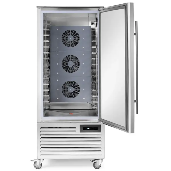 Blastchiller | 15 Niveaus (EN/GN) | Max. 45kg (Koelen) / 35kg (Vriezen) | 2.08kW (230V) | Wielen (Geremd) | 790x943x1975(h)mm