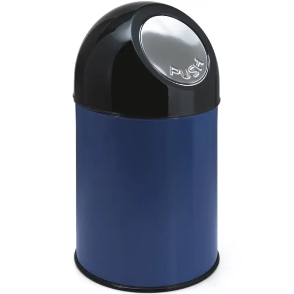 Afvalbak | Metaal/Kunststof | Zwart/Blauw | 30L | Duwdeksel | Ø305x540(h)mm
