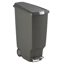 Simplehuman Pedaalemmer | SLIM STEP CAN | Kunststof | Grijs | 40L | Klapdeksel | Wielen | 490x260x640(h)mm