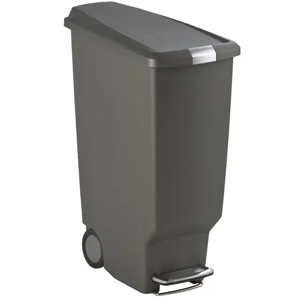 Pedaalemmer | SLIM STEP CAN | Kunststof | Grijs | 40L | Klapdeksel | Wielen | 490x260x640(h)mm